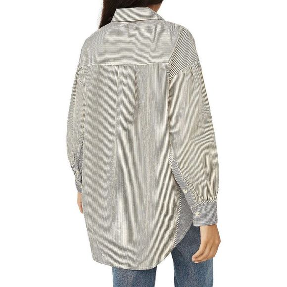 Free People Womens Ivory Button Up Cotton Casual Blouse Top NWT - Picture 2 of 2